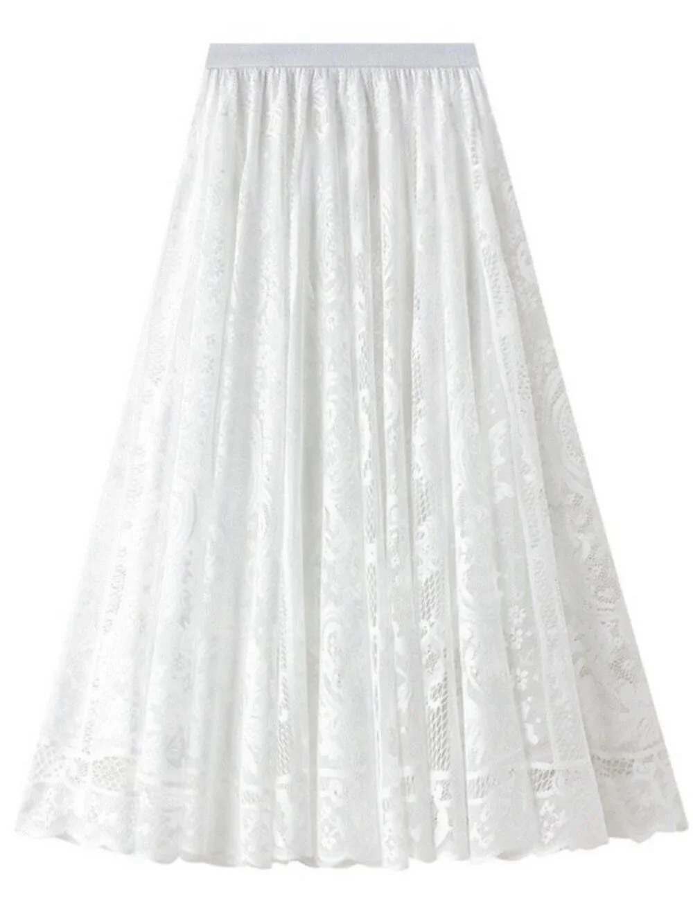 Miss Sparkling White Lace Maxi Skirt - Picture 1 of 13